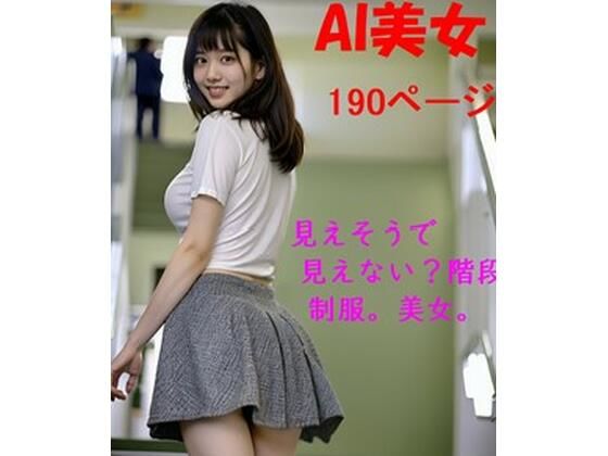 AI 見えそうで見えない？階段 制服。美女。190ページ